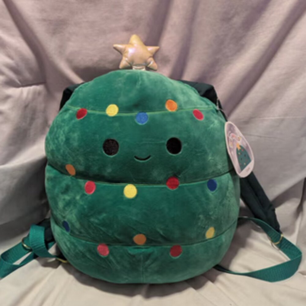 Upcycled Squishmallow Xmas Tree plush backpack